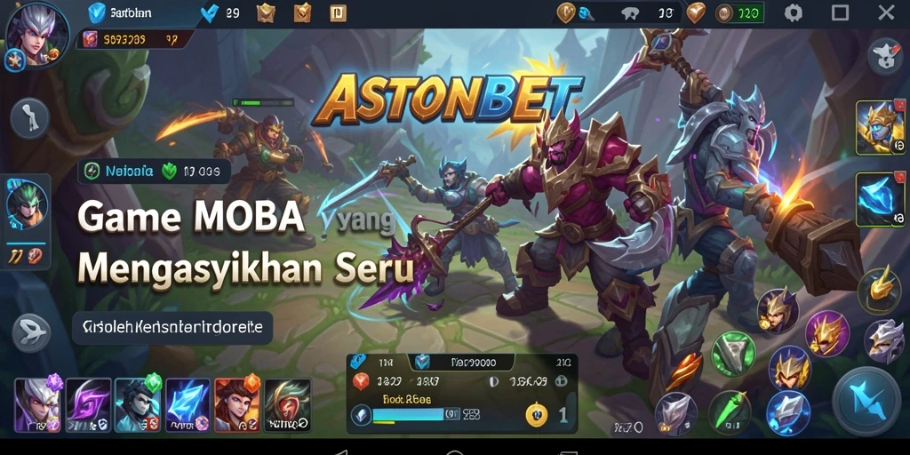 Tangkapan layar gameplay ASTONBET yang menampilkan aksi MOBA yang intens.
