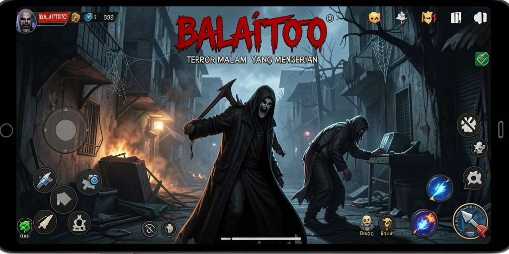 Screenshot gameplay BALAITOTO yang menampilkan kengerian dan ketegangan.