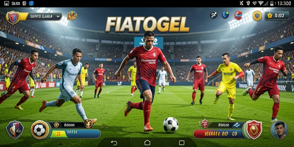 Tampilan gameplay FIATOGEL dengan aksi sepak bola seru.