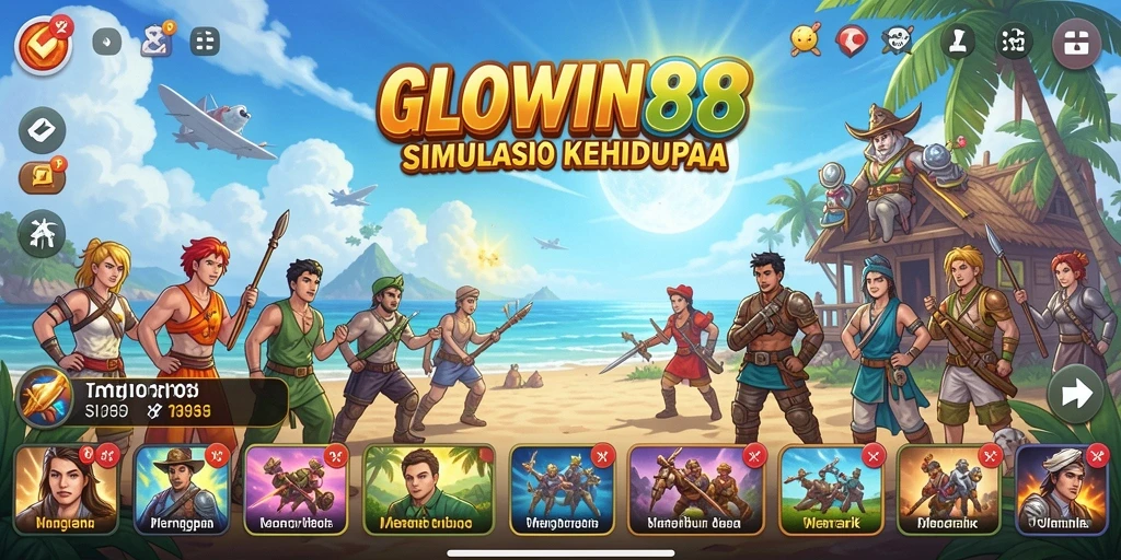 Tangkapan layar gameplay <strong>GLOWIN88</strong> yang menunjukkan aktivitas interaktif dan grafis menarik.