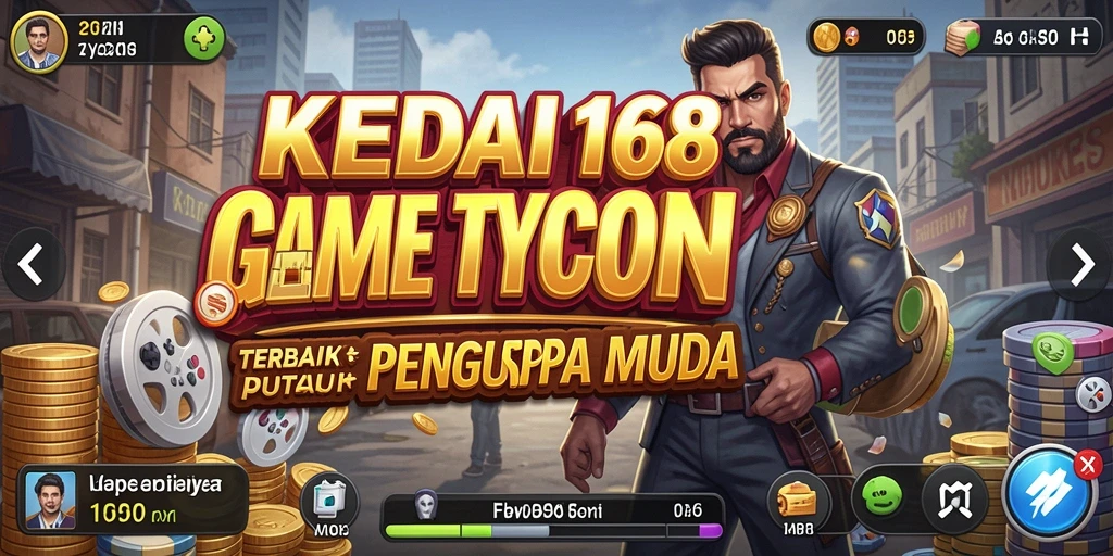 Tampilan gameplay KEDAI168 saat mengelola kedai yang sukses.