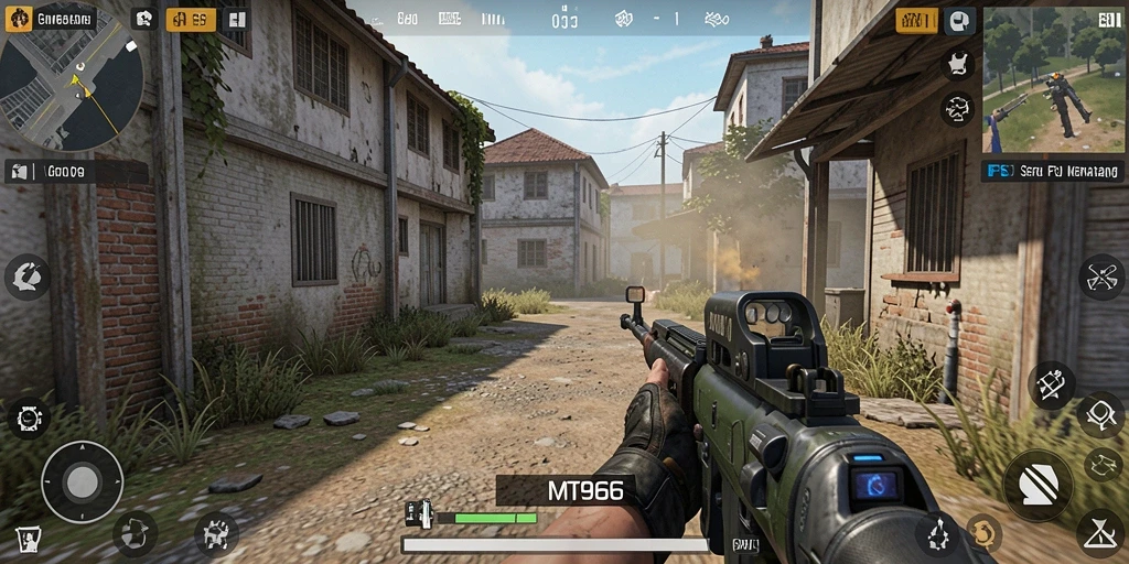 Tampilan gameplay seru MT966 dengan aksi tembak-menembak yang intens.