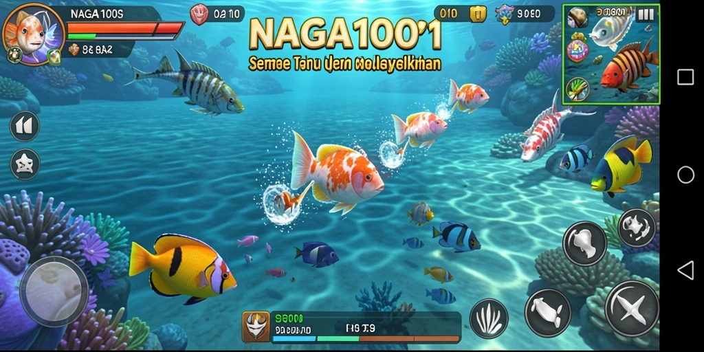 Tampilan gameplay seru dari NAGA1001 saat menembak ikan.