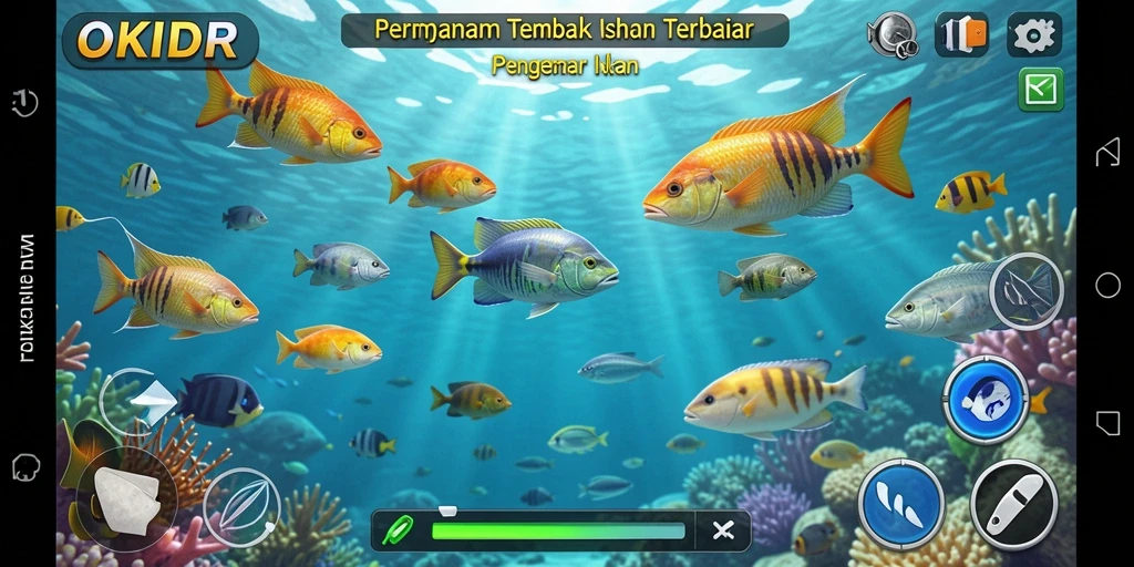 Tangkapan layar yang menampilkan gameplay seru Tembak Ikan.
