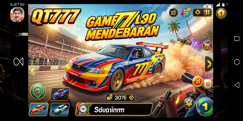 Tampilan aksi balapan cepat dalam gameplay QT777.