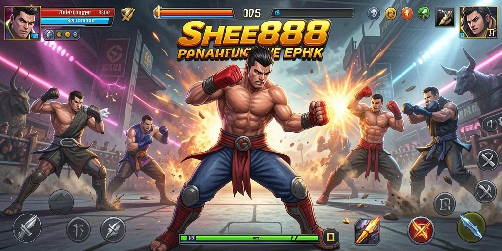 Tampilan gameplay seru dalam pertarungan SHE888 yang mendebarkan.