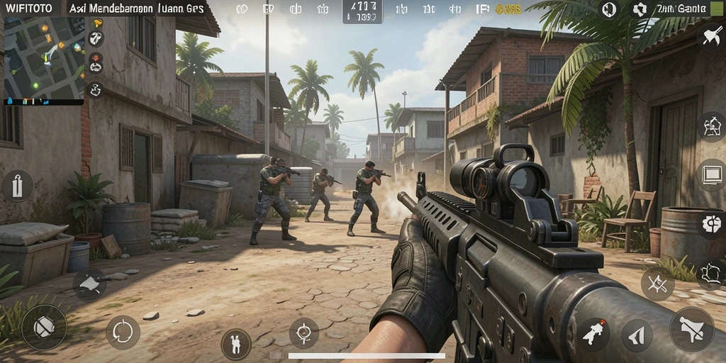 Tampilan gameplay mendebarkan dari WIFITOTO dalam aksi tembak-menembak.